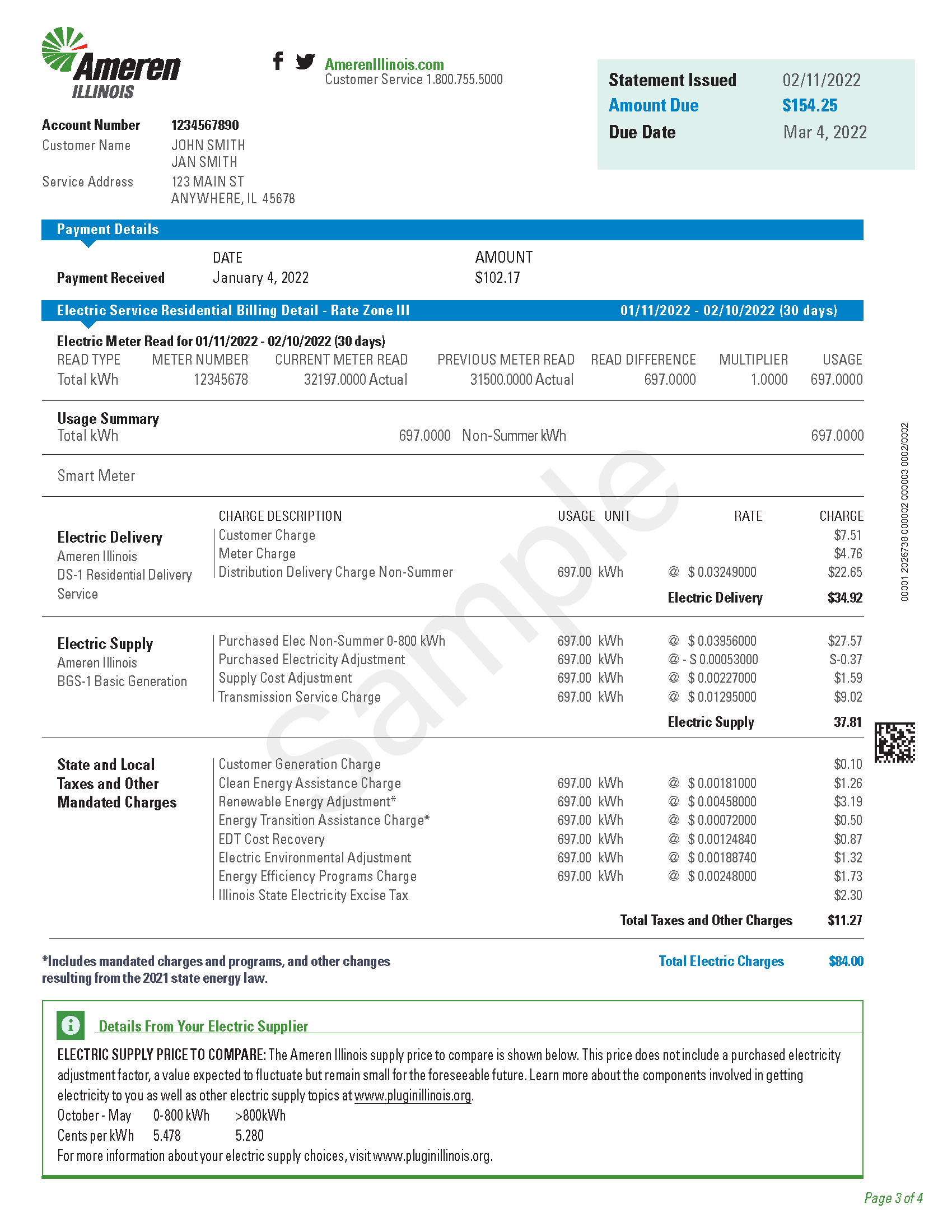 Sample Bill Ameren Illinois