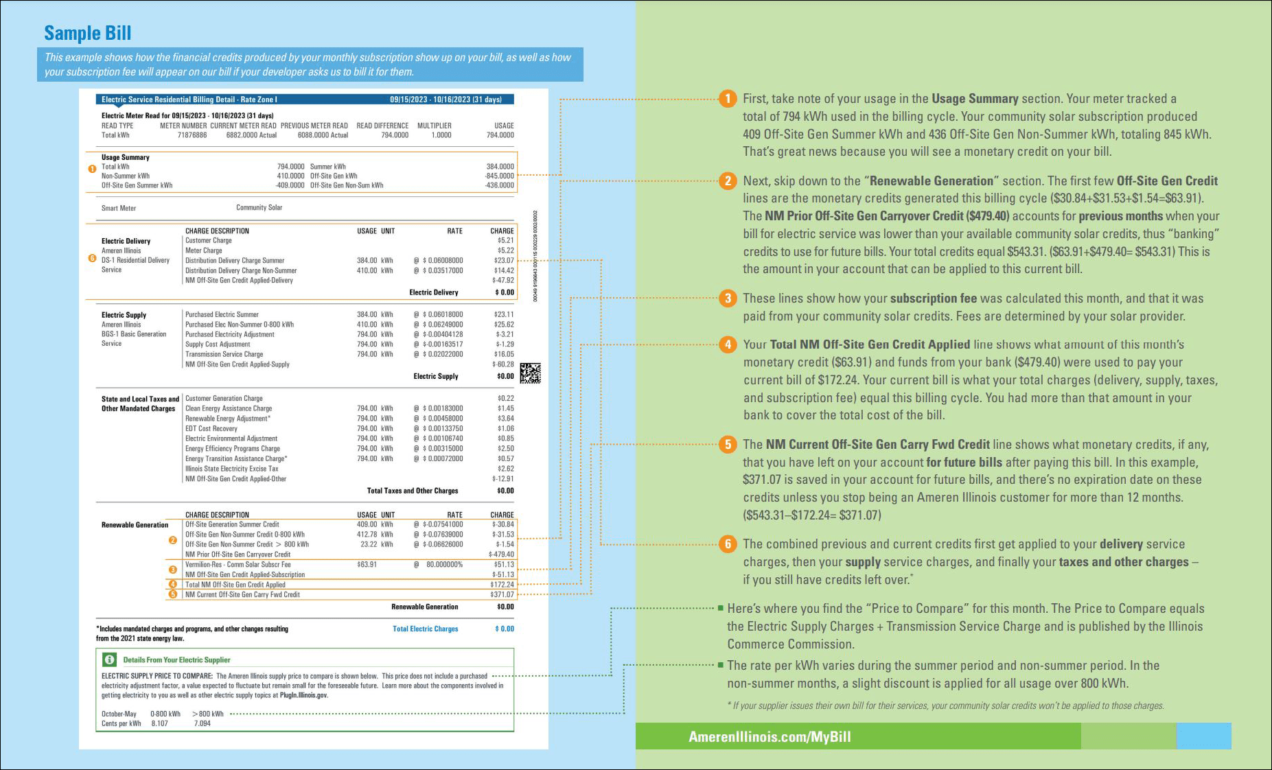 community solar bill pages 2 and 3