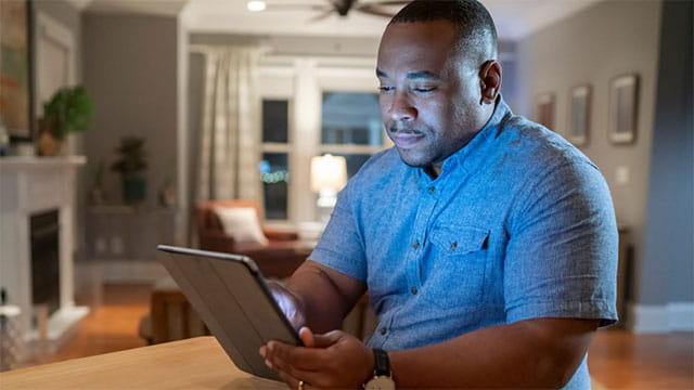 Man on a tablet. 