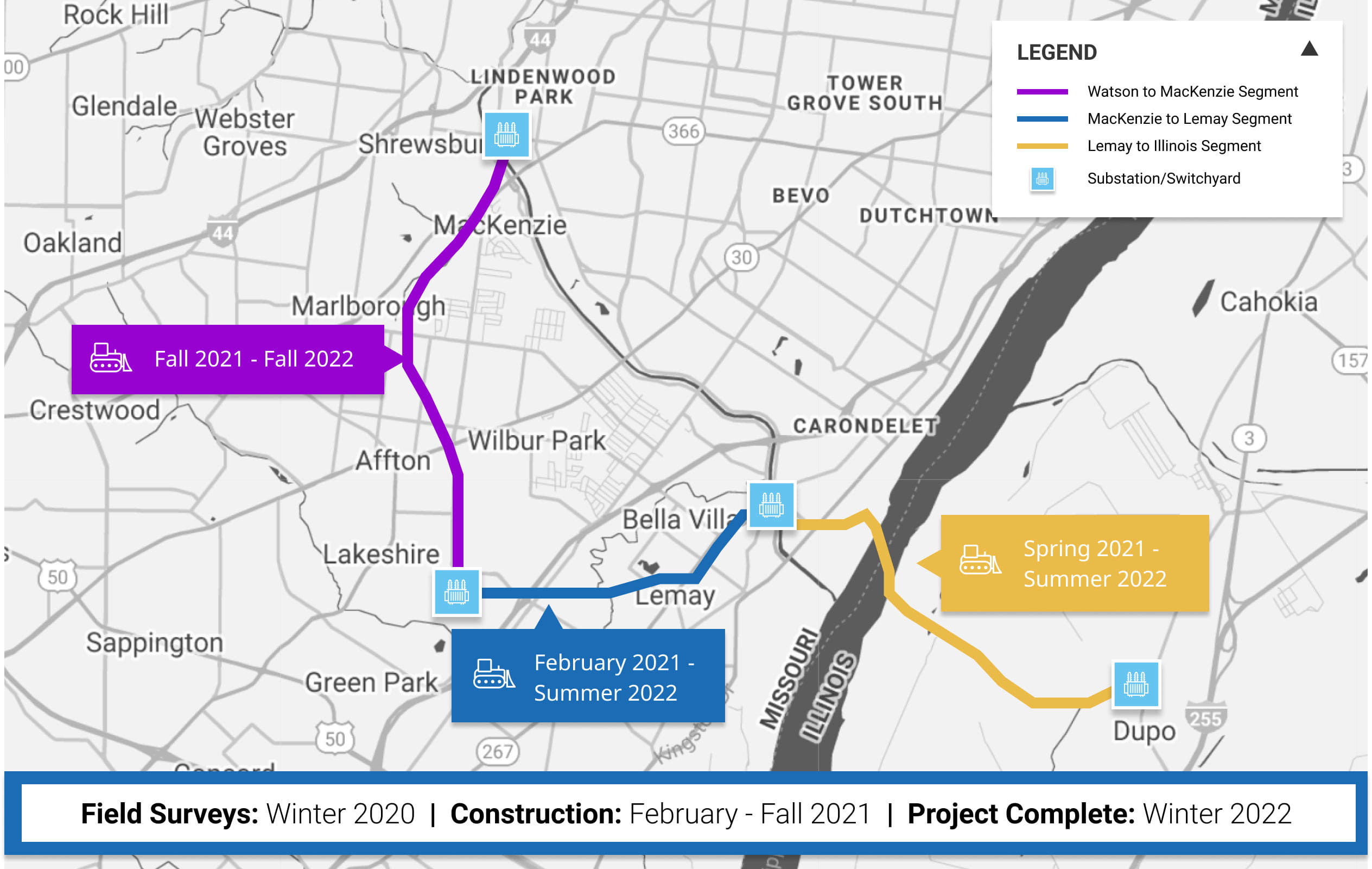 Metro South Reliability Project Map