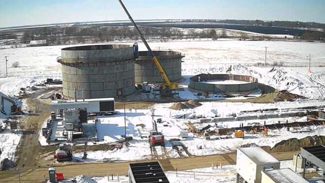 Audrain dual fuel conversion facility in snowy weather
